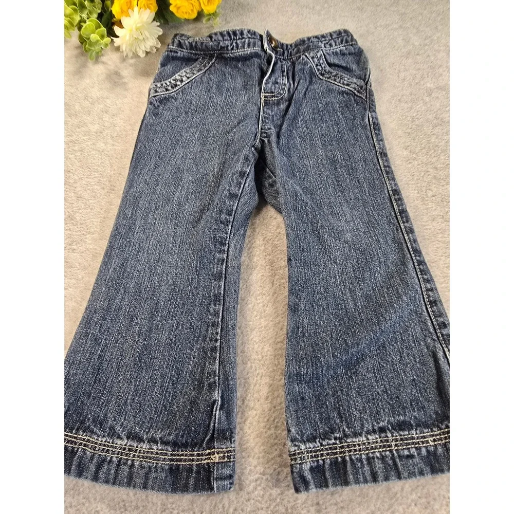Vintage Y2K Circo Toddler Girls 24m Denim Jeans Rainbow Heart Embroidery Cute